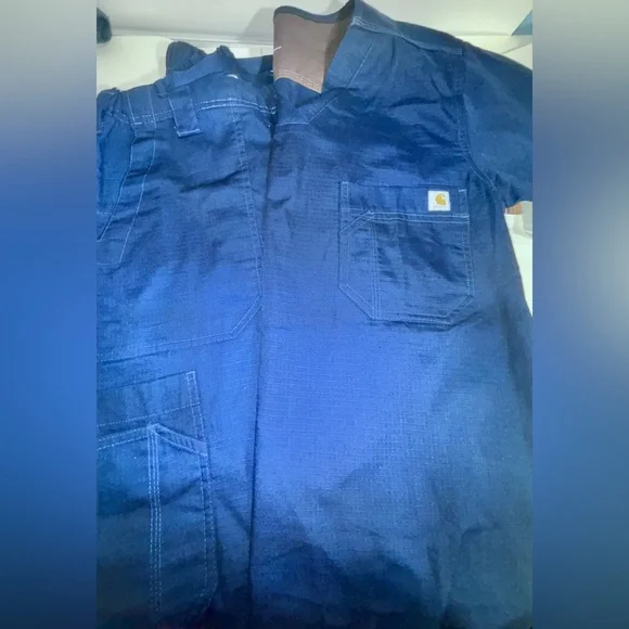 NWT SET of Men's Solid Ripstop Utility Nurses Scrub Top&Pants size XS Navy - Picture 2 of 5